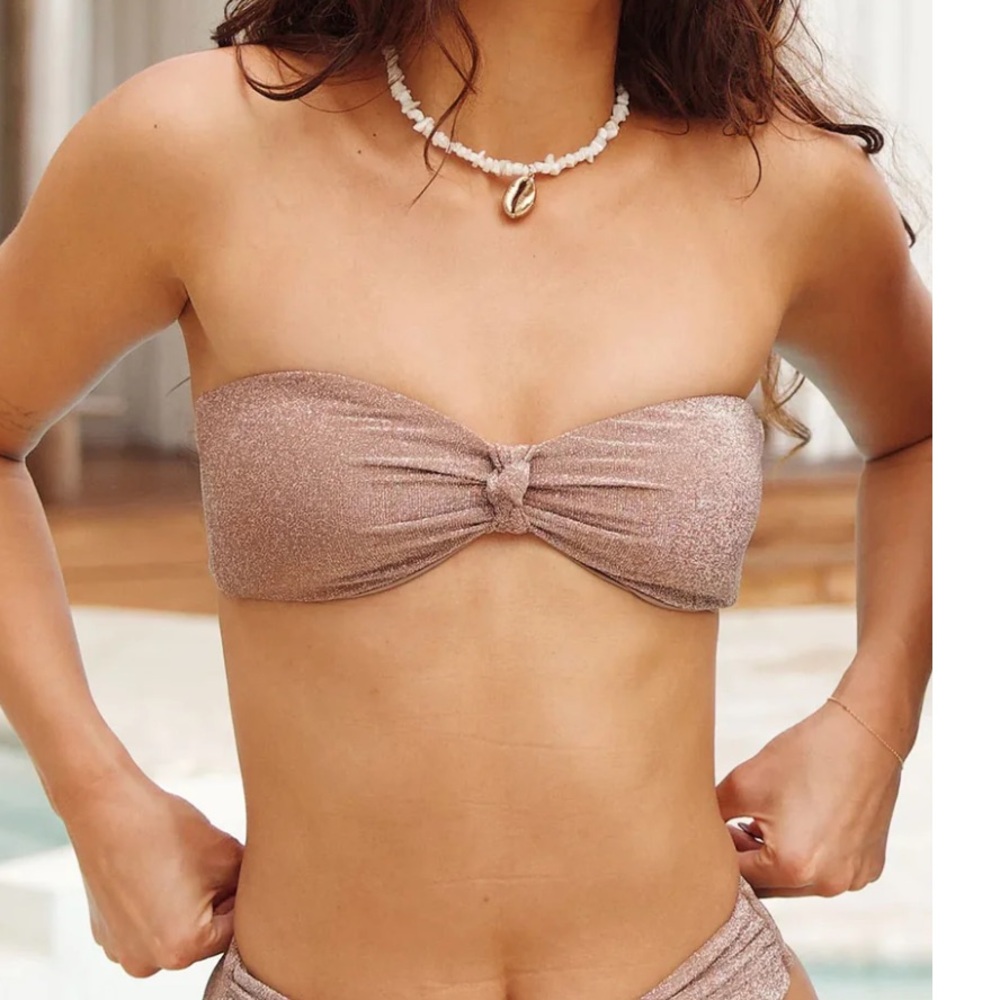 Dippin Daisys Tan Lurex Bikini Set XL NWT
